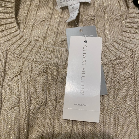 CHARTER CLUB GOLD CABLE KNIT SWEATER    NWT - Picture 8 of 11